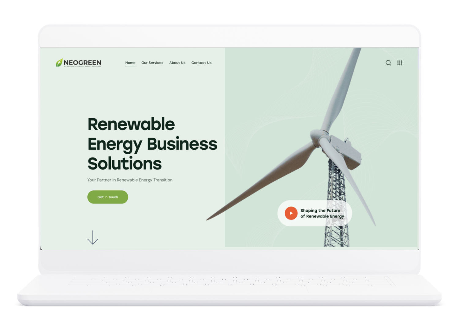NeoGreen Power website homepage for renewable energy business solutions