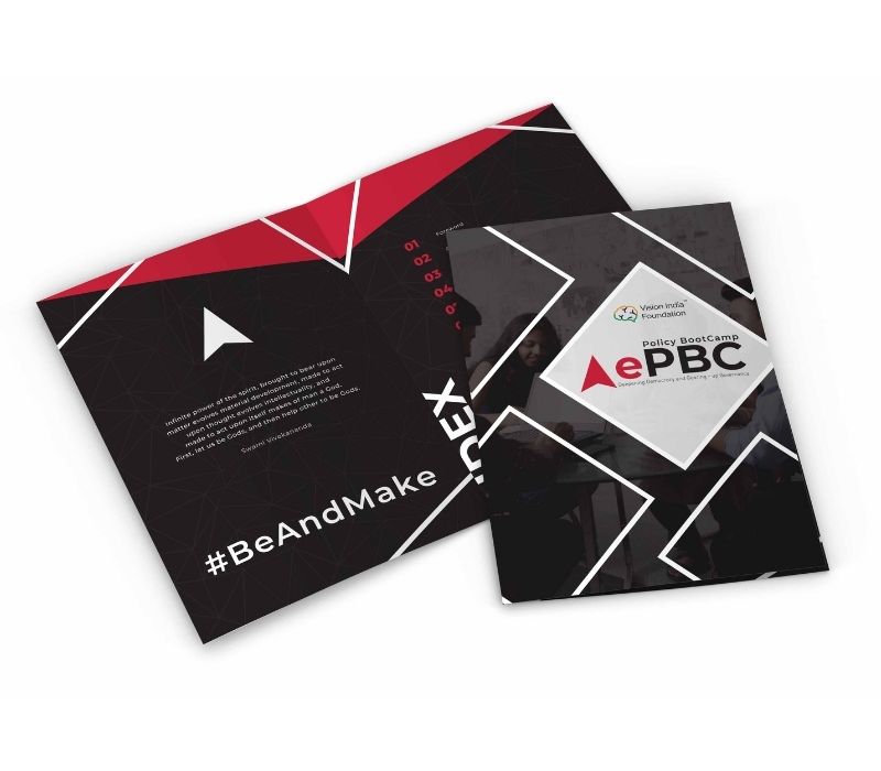 Brochure for the ePBC Policy BootCamp run by Vision India Foundation
