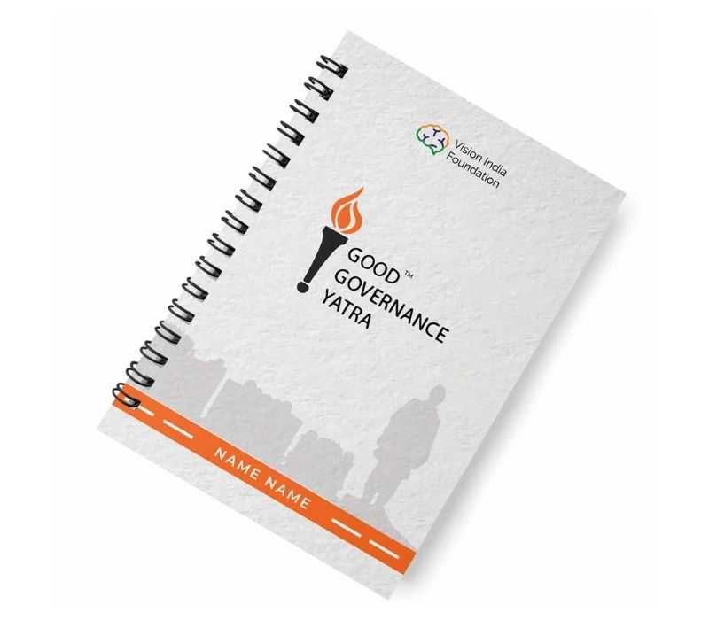Notebook cover for Good Governance Yatra, a Vision India Foundation programme